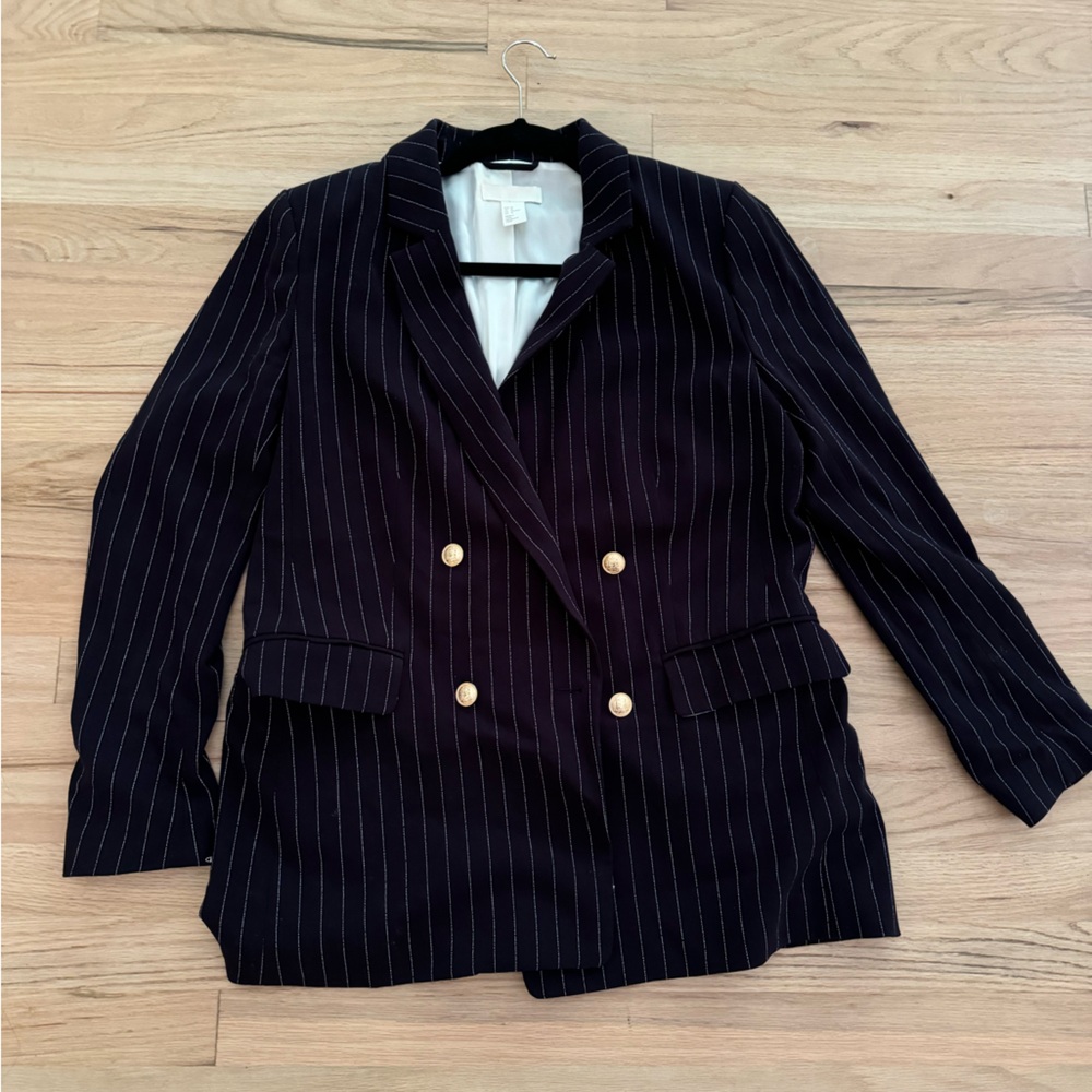 H&M pinstriped navy blazer
